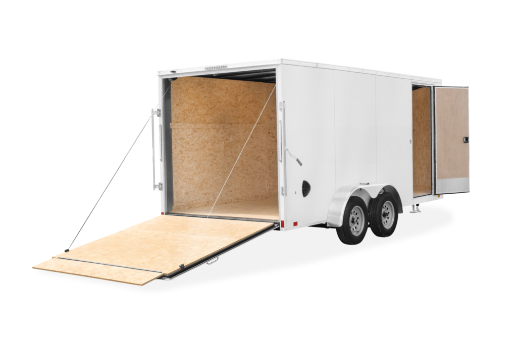 Element V Nose Tandem Axle Cargo Trailer Rear Door Open
