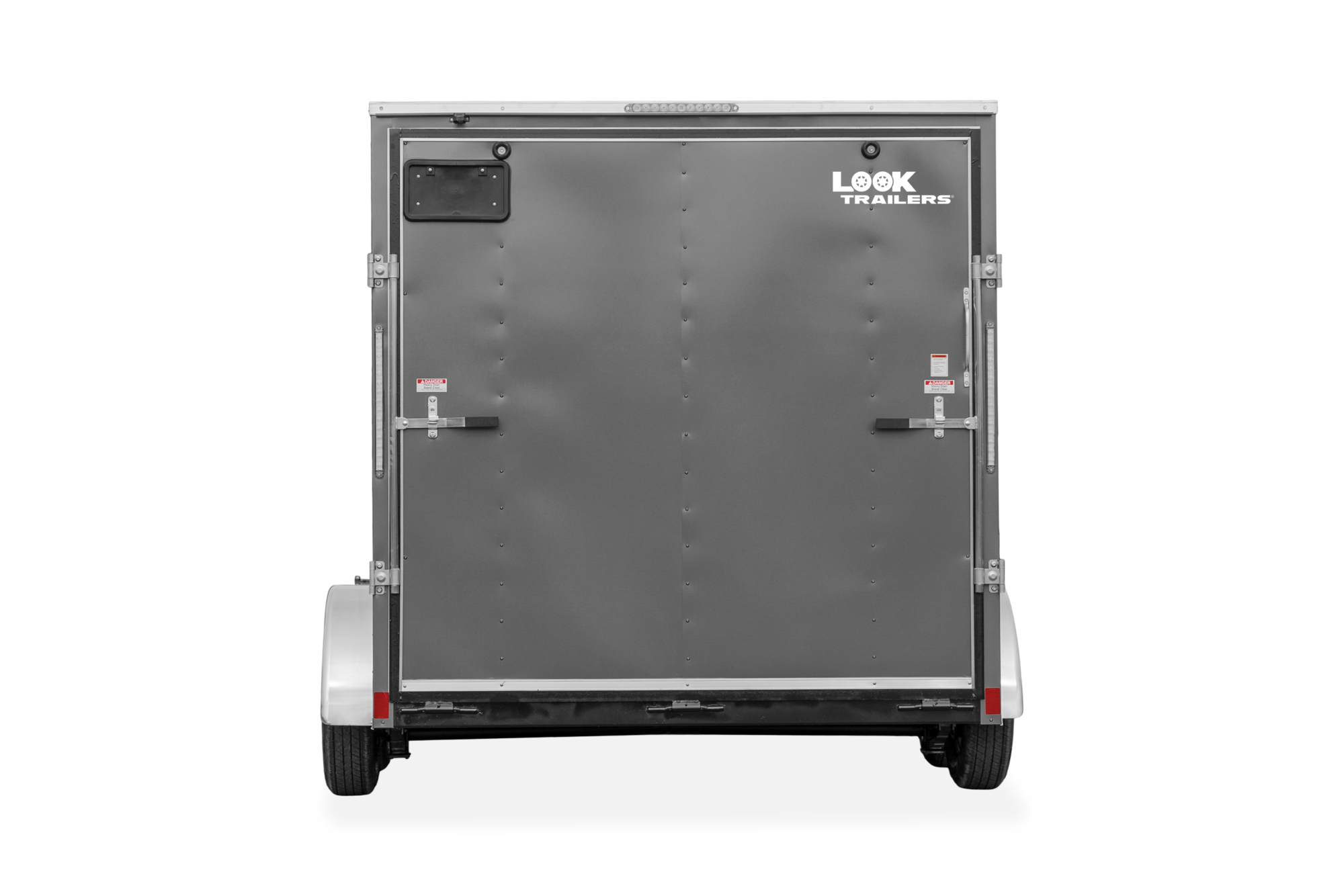 ST DLX Enclosed Cargo Trailer, Grey Exterior, Rear View