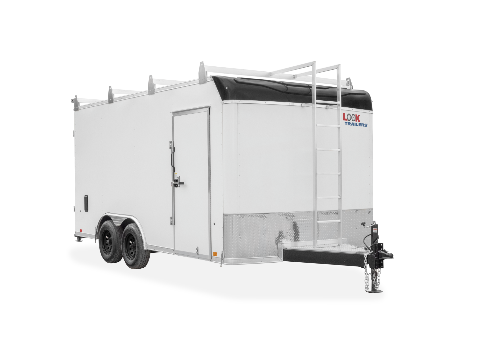 LOOK LXT Millhouse Enclosed Contractor Trailer Front Black Wheels