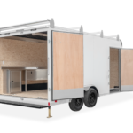 LOOK LXT Millhouse Enclosed Contractor Trailer Rear Open Black Wheels