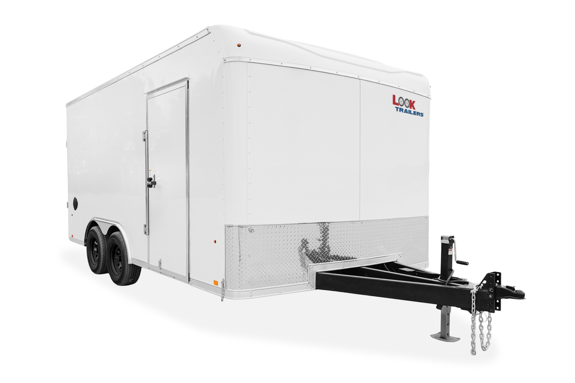 LOOK LXT Cargo Enclosed Contractor Trailer Front Black Wheels