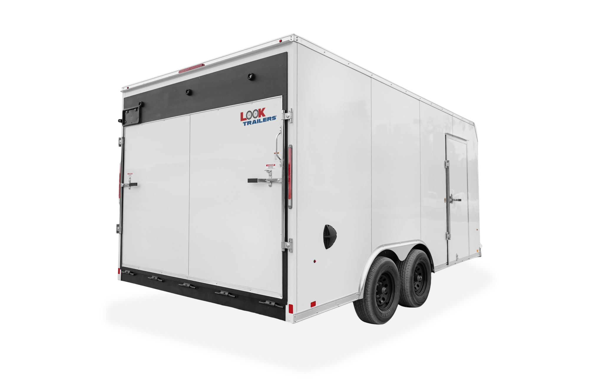 LOOK LXT Cargo Enclosed Contractor Trailer Rear Closed Black Wheels