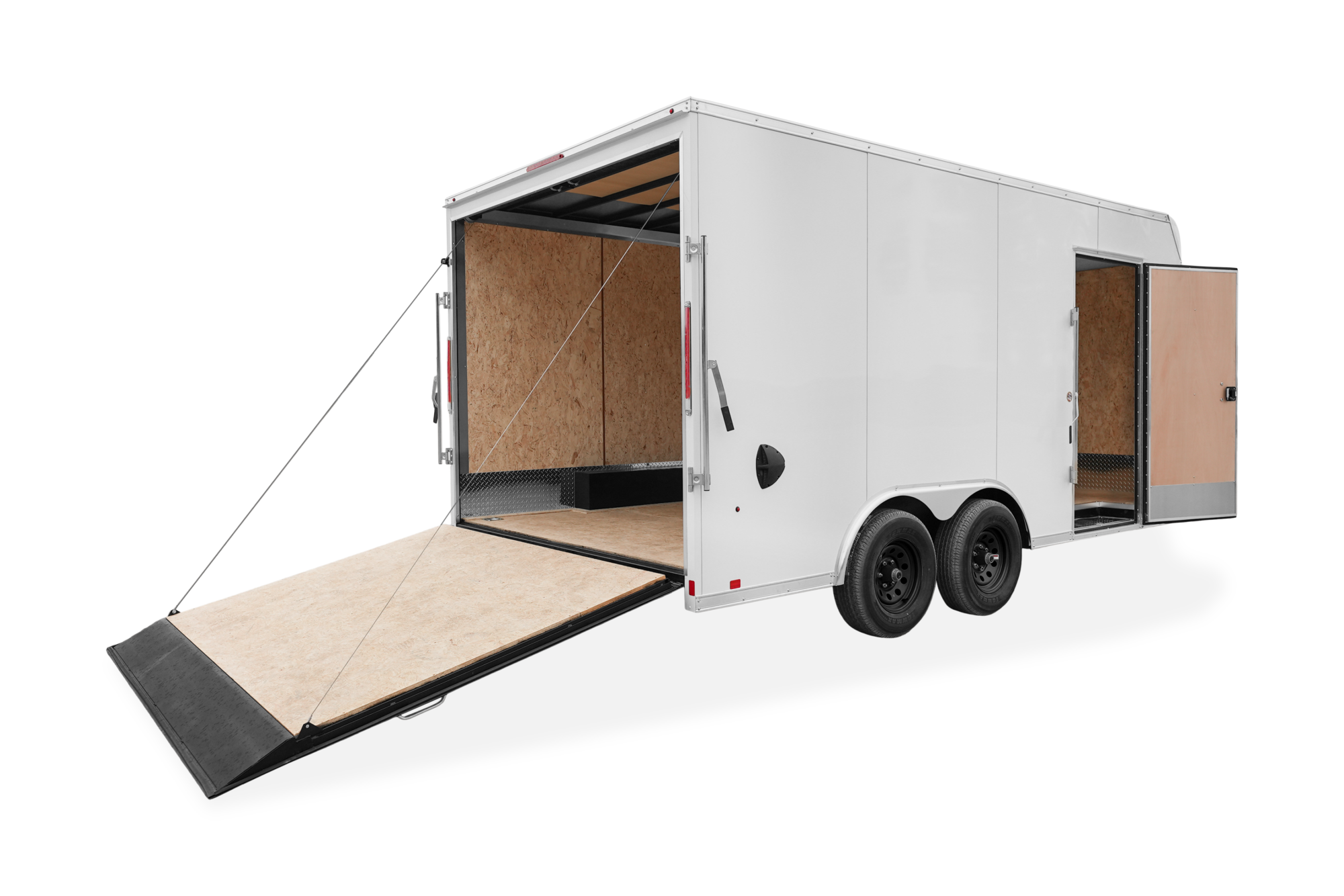 LOOK LXT Cargo Enclosed Contractor Trailer Rear Open Black Wheels